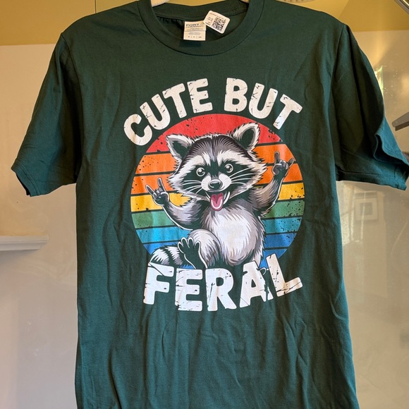 Port and Company Green Raccoon Graphic Tee - Picture 2 of 3